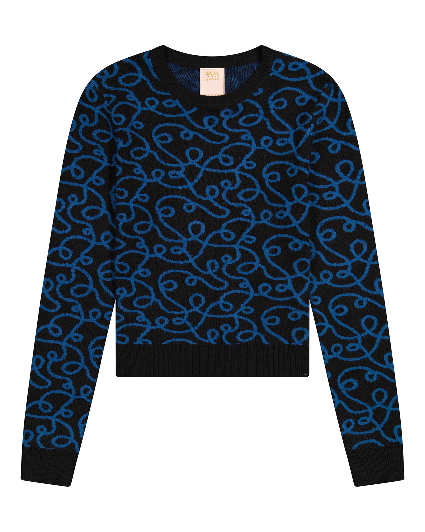 Squiggle Printed Crop Sweater